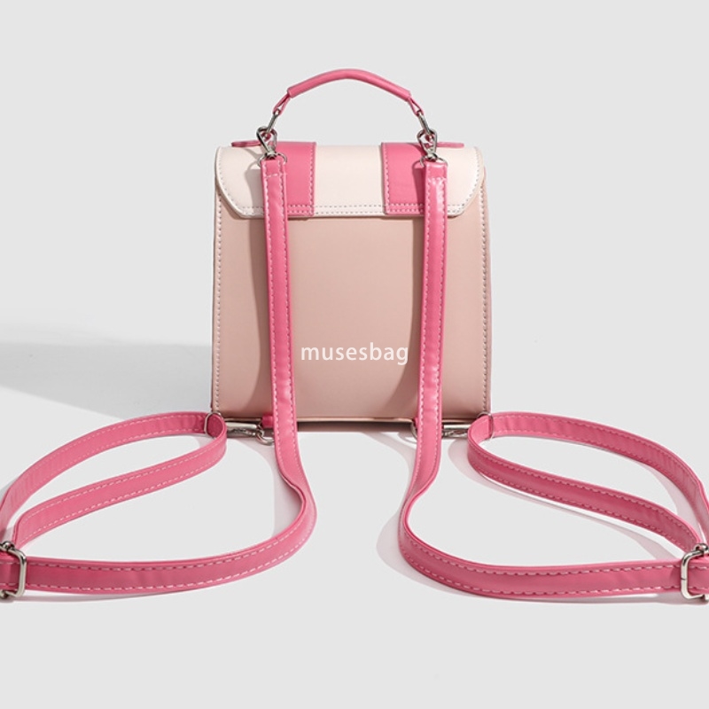 High end women's stylish new casual retro backpack with trendy and niche design French color blocking bag classic and versatile fashionable backp