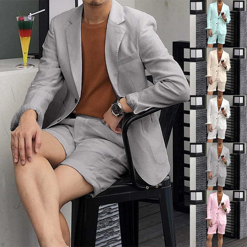 Men's Beach Holiday Sets Summer Formal Short Groom Wear Party Prom Regualr Big Tall Fit Custom Made Jacket And Shorts