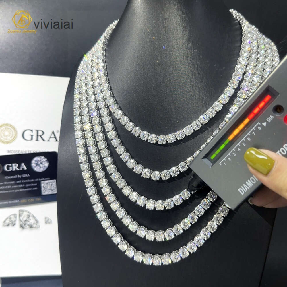 Pass Diamond Test 2MM 3MM 4MM 5MM 6.5MM S925 Silver Moissanite Chain Women Men Necklace Moissanite Tennis Chain Wholesale Price