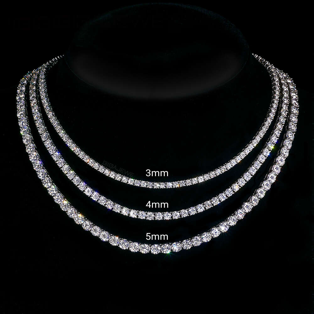 Most affordable 925 Silver pass diamond tester moissanite chain hip hop diamond tennis necklace for men and women