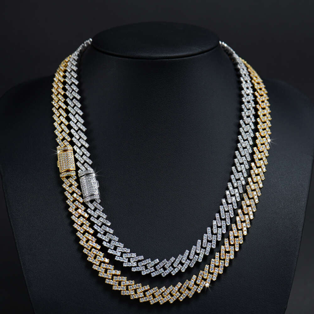 8mm10mm Moissanite Miami Cuban Link Chain in Silver 925 Vvs Diamond Prong Setting Icedout Chain Cuban Link Chain