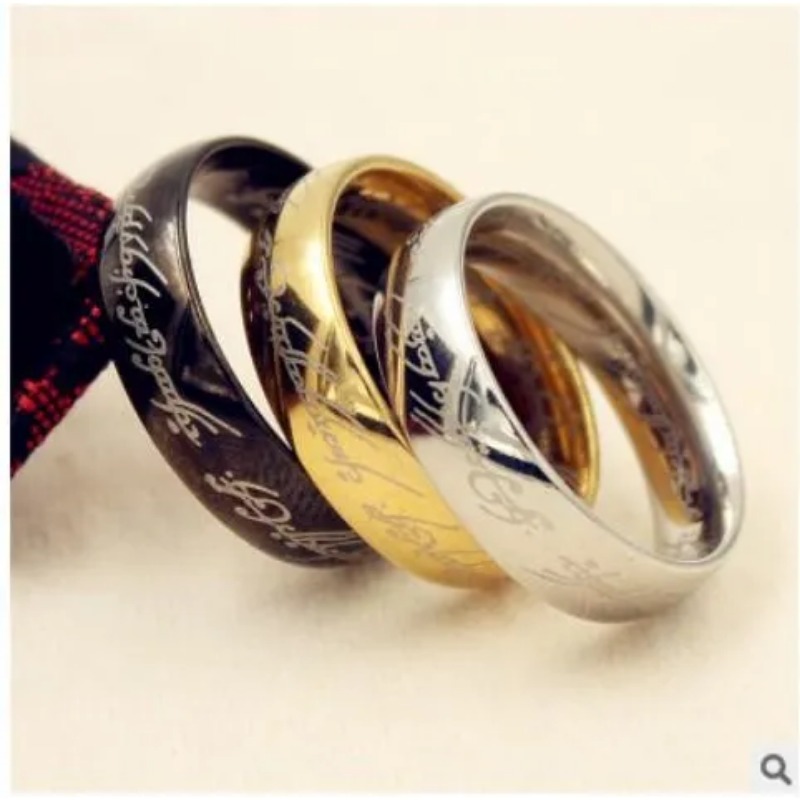 50pcs Band Stainless Steel Ring Mixed Lot The Lord The Rings Mens Womens Top 6mm Polished Band Jewelry Rings Band Ring
