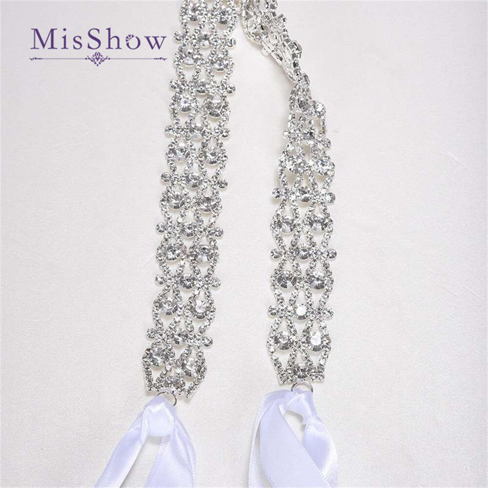 Misshow Gold Sier Handmade Rhinestone Belt Crystal Bridal Sash Satin Ribbon Wedding Accessories Cpa1393 0704