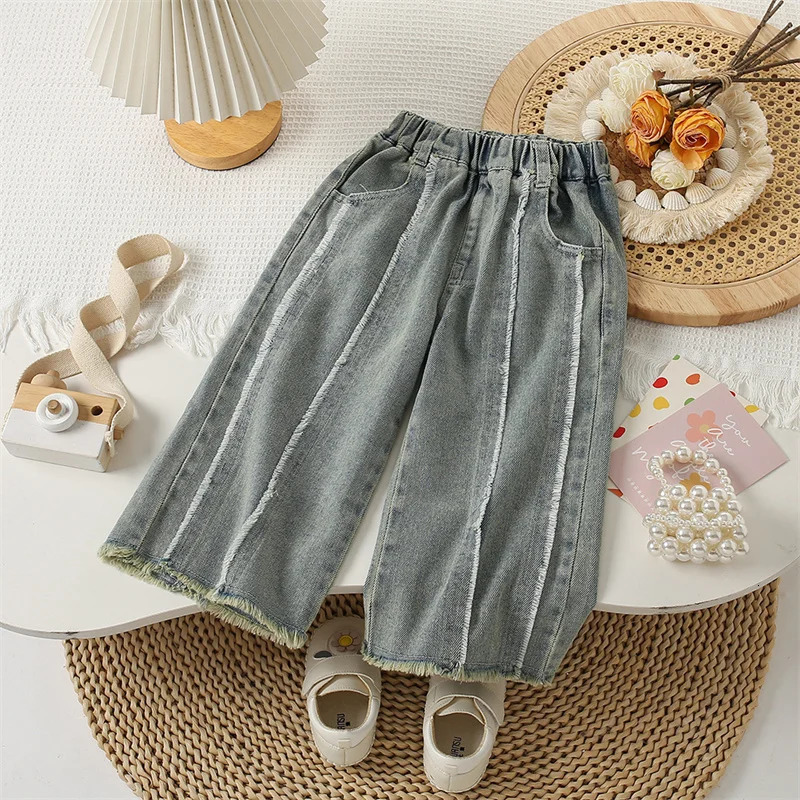 Girls Jean Pants Long Trousers Cotton Spring Autumn Teenagers Babys Kids Pants High QualityTeenagers Childrens Clothi 240703