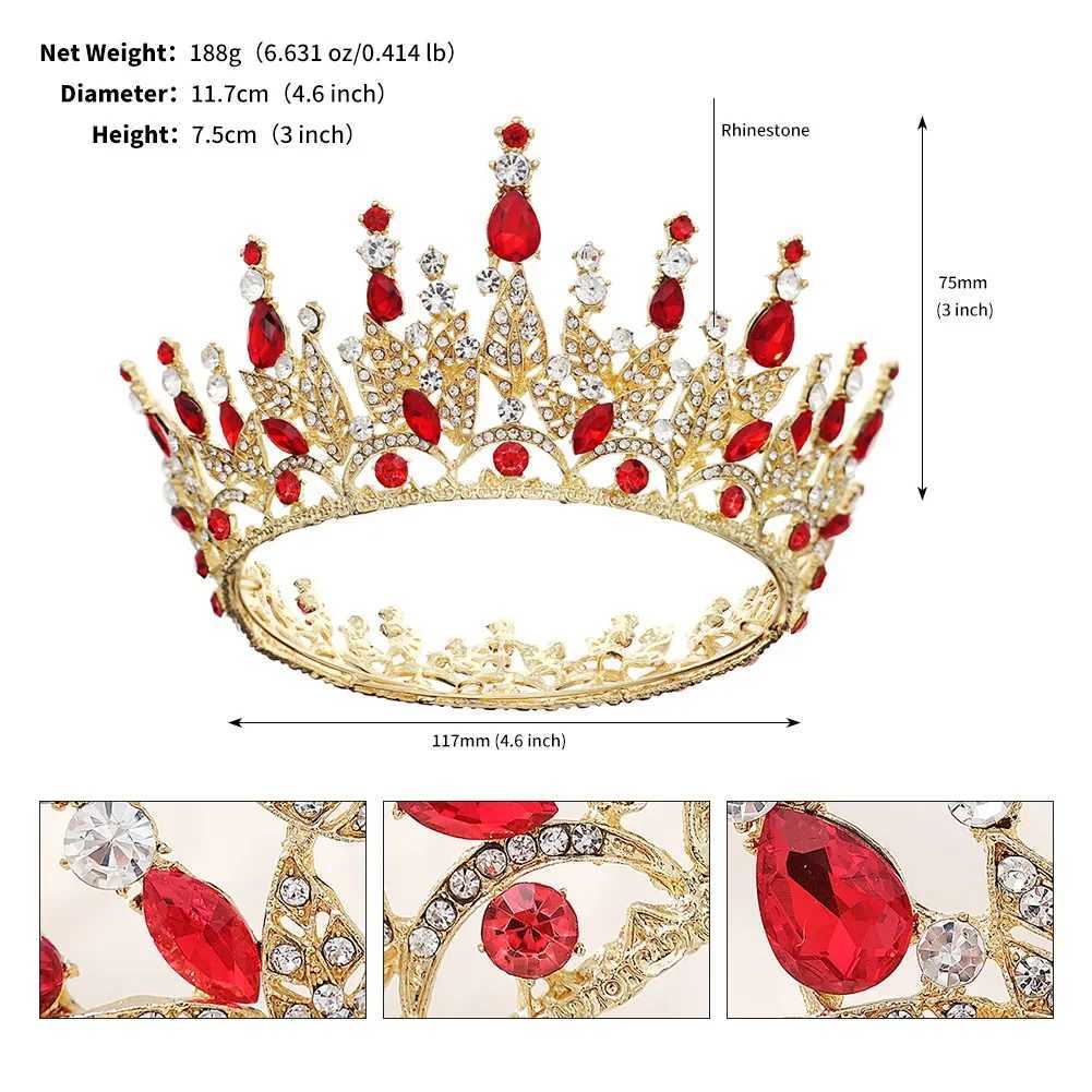 Tiaras Red Rhinestone Fully Round Crown Bridal Wedding Accessories Tiara