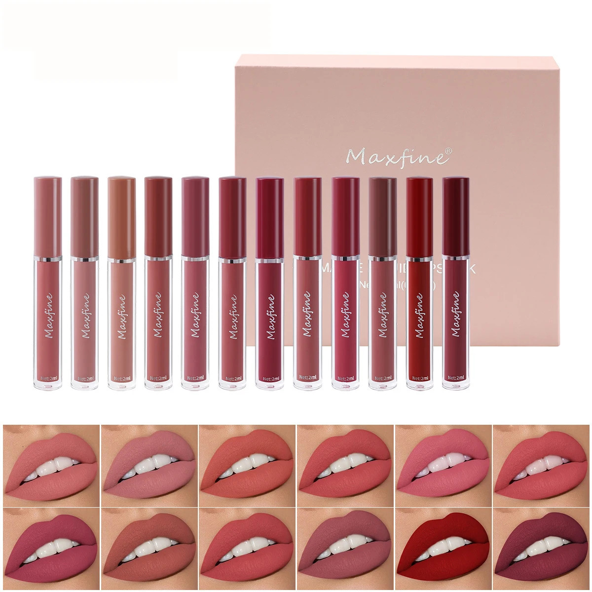 6-Piece Matte Waterproof Lip Gloss Set Suitable For Outdoor Gatherings 240703