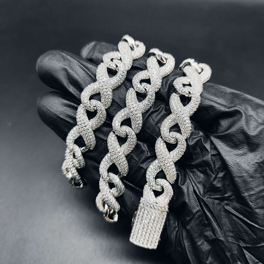 12mm Hip Hop Iced Out Men Fashion Rapper Jewelry Vvs Moissanite Cuban Link Chain 925