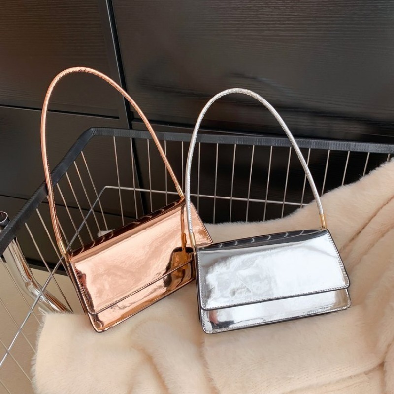 Mini Evening Metallic Handbag New Y2k Sparkly Sier Shoulder Bag Clutch Purse Durable Trendy Crossbody Bags Creative Party Gift H7.4#11.5