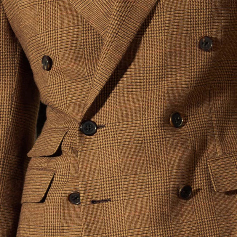 Casual suit mens double breasted spring and autumn products mens suit jacket British style elegant mens suit 240626