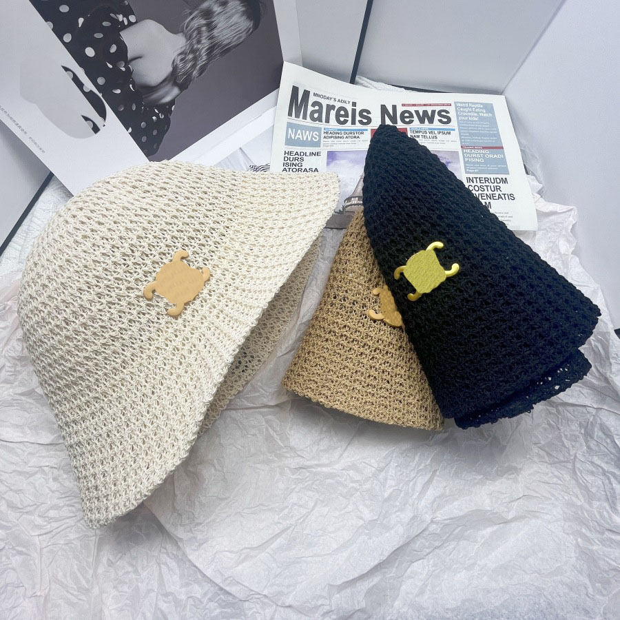 Designer Women's Straw Hats Summer Solid Bucket Hats Travel Beach Straw Hats Fashion Cap