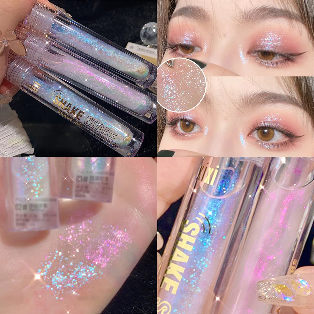 Glitter Highlighter Liquid Eye Shadow Eyeliner Durable Waterproof Pearl Shiny Shake Liquid High Gloss Brighten Silkworm Makeup 240704