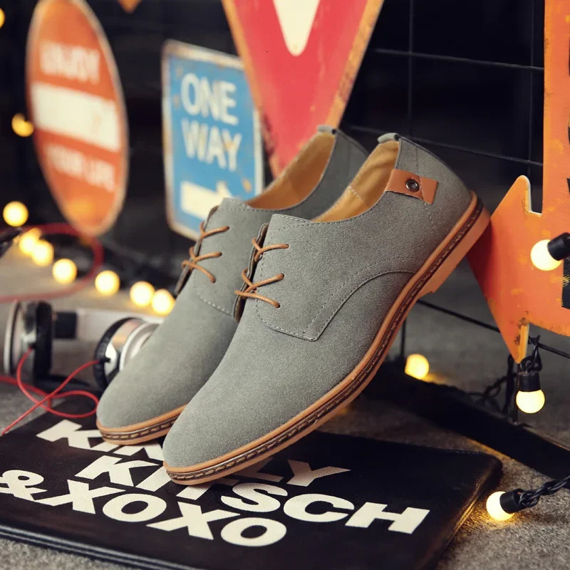 Men Shoes British Suede Leather Oxford Casual Shoes Classic Sneakers Comfortable Footwear Dress Shoes Large Size Flats 240703
