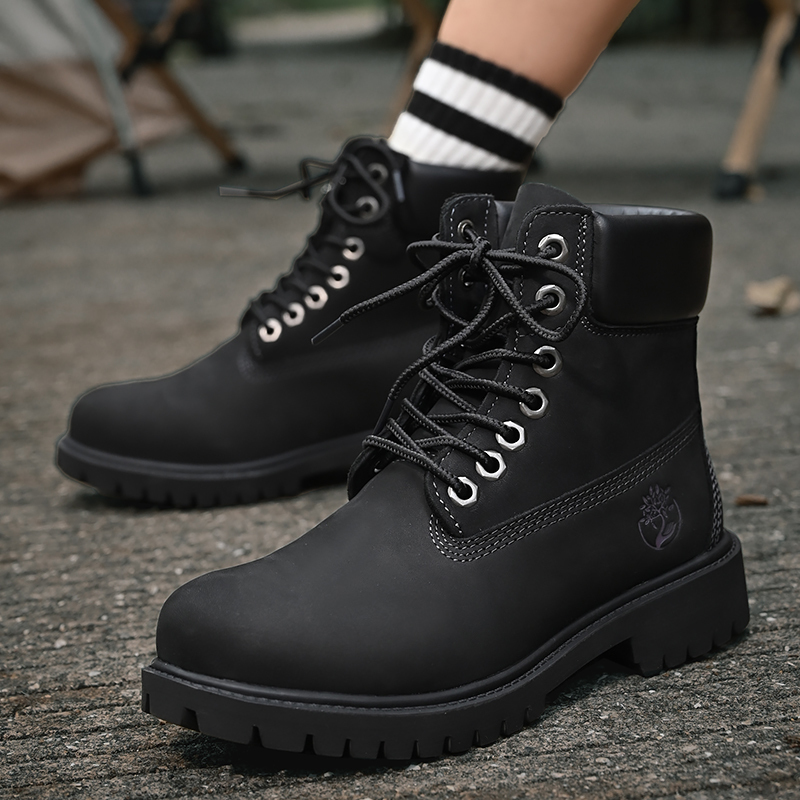 Leather Winter High-Top Sneakers: Plush Warm, Non-Slip, Outdoor Lace-Up Ankle Boots for Men