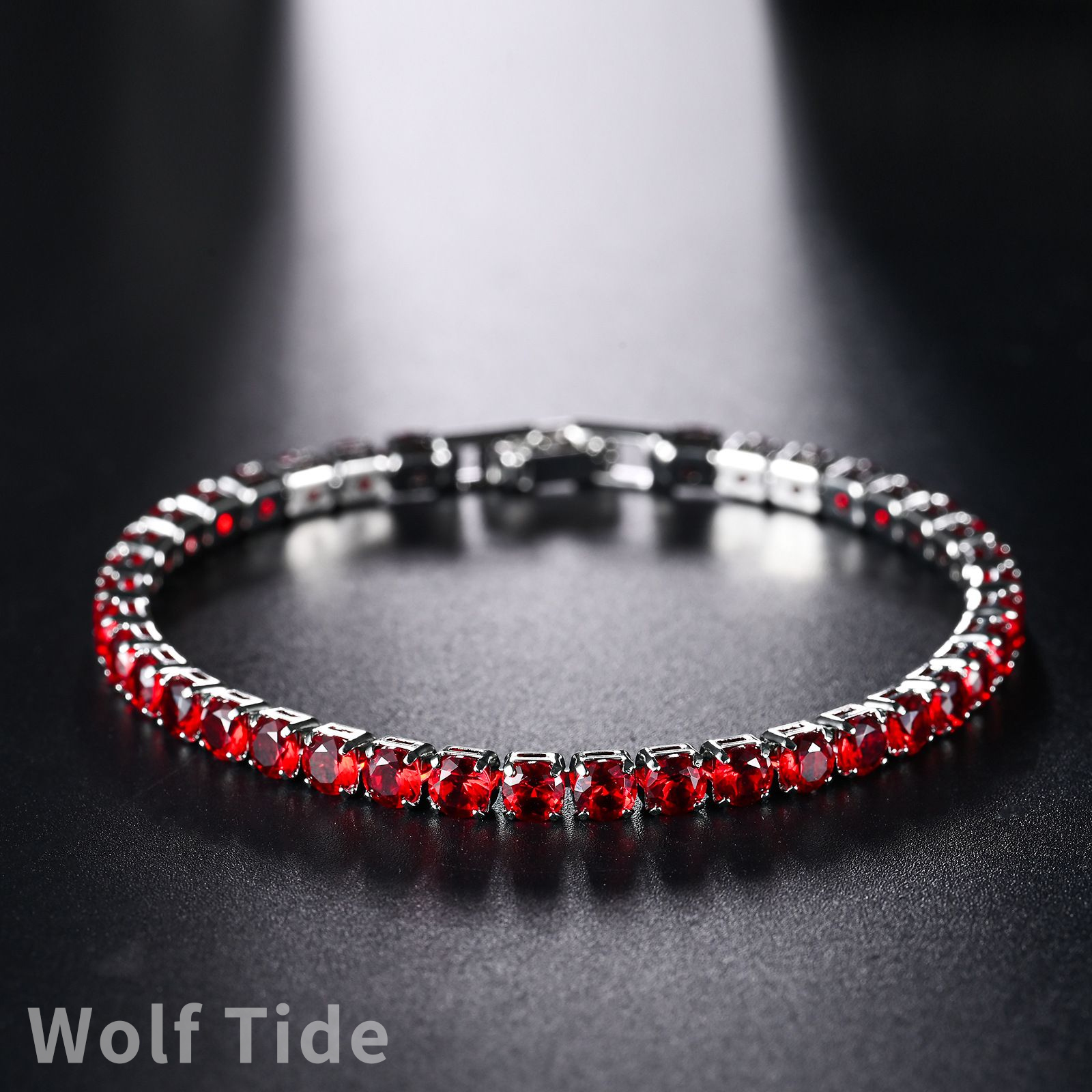4mm Bling Hip Hop Round Tennis Bracelet for Women Iced Out Cubic Zircon Red Blue Green White Colorful Stone Fashion Hand Chains Bangle Wolf Tide Jewel