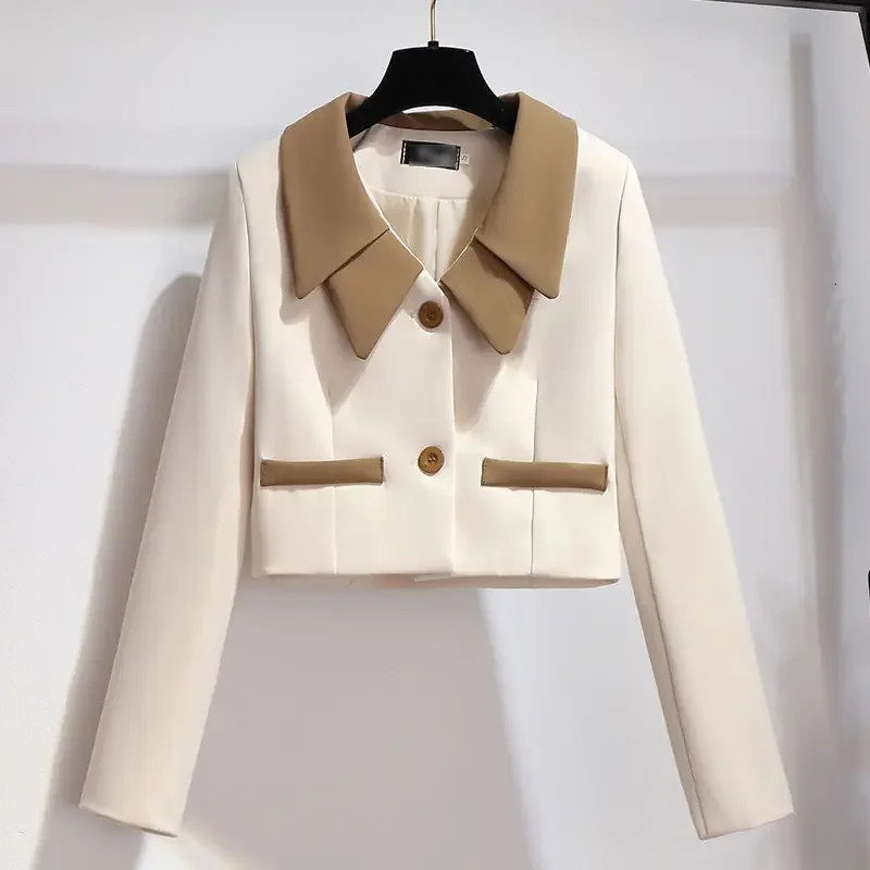 Summer Womens Short 2 Sets Long Sleeve Outfit Two Piece Set for Women Mini Suit with Skirt and Blazer Co Ord Korean Style 240704