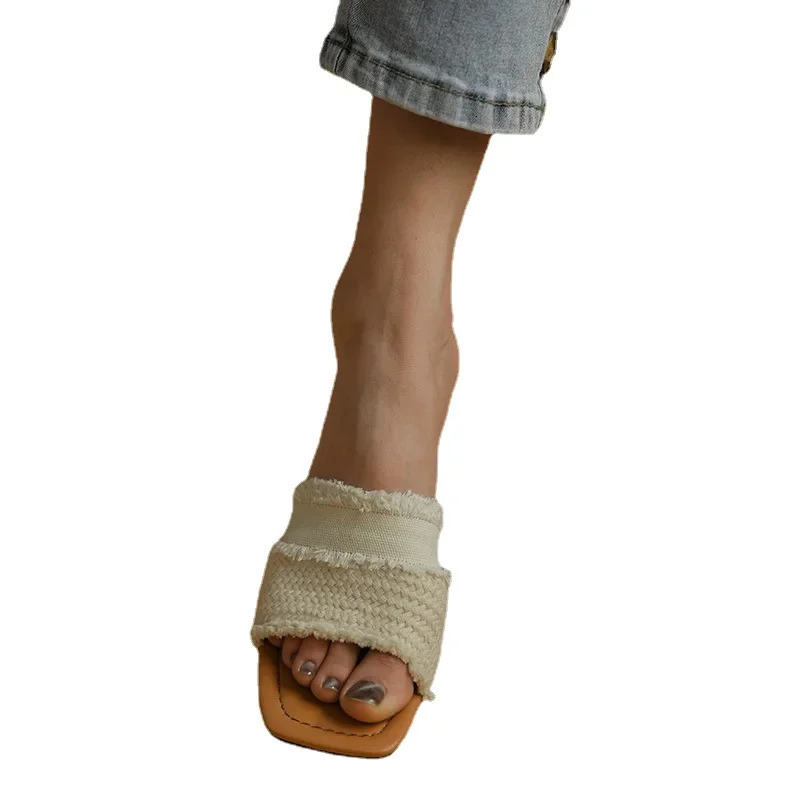 Women Open Toe High Heel Slippers Retro Chunky Heel Platform Slides Summer Breathe Comfort Sandals zapatillas 240704