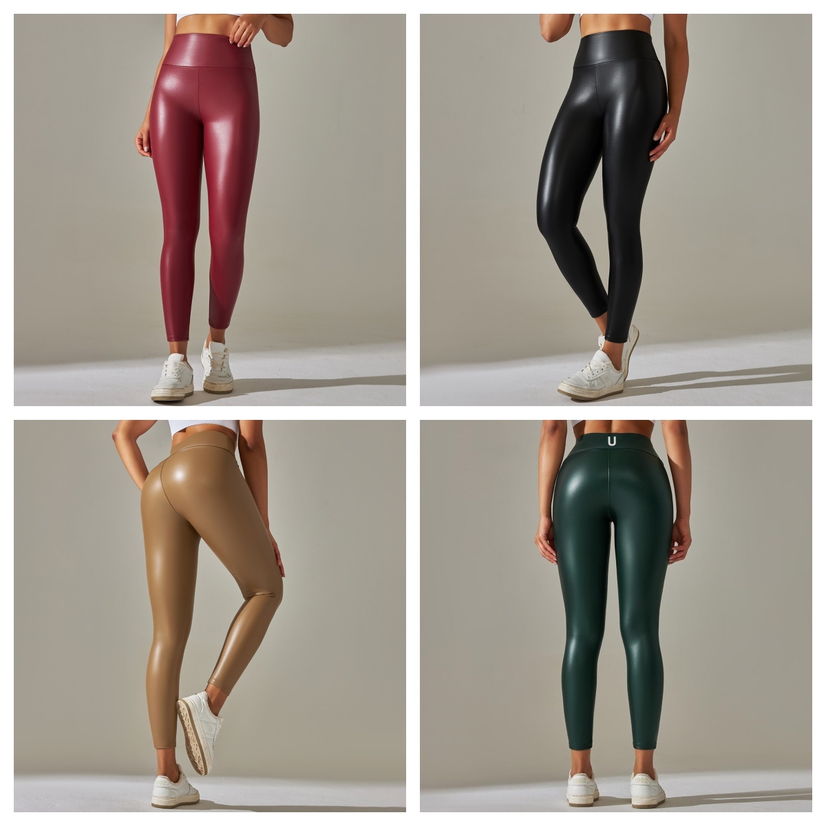 UU-1835 Women Plus Size High-waist PU Leather Pants Spring and Autumn Fashion