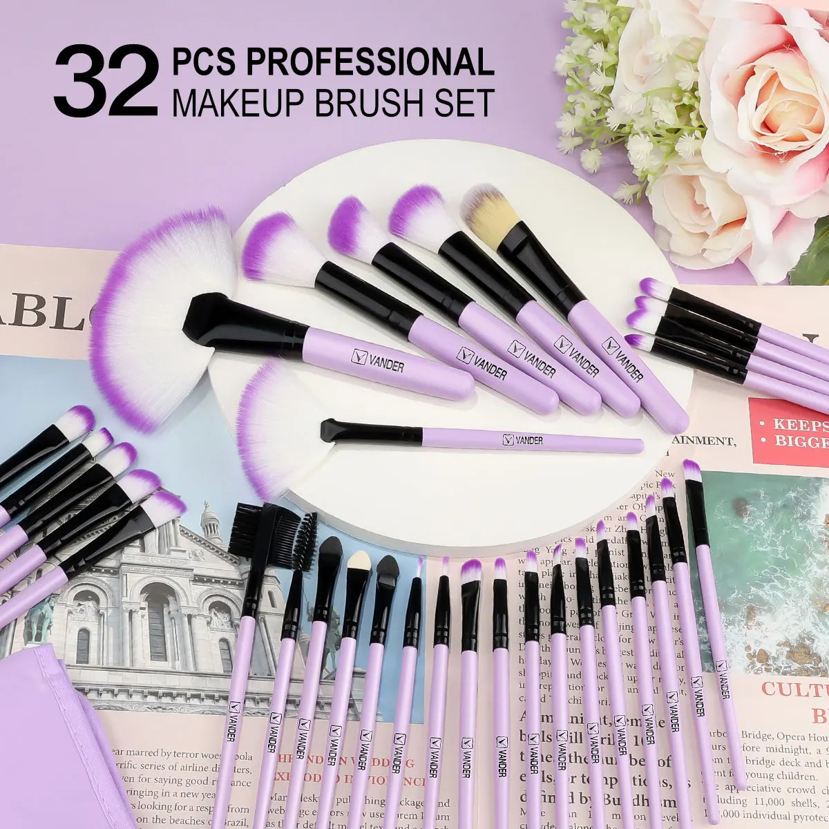 10-32PCS Makeup Brush Set Soft Fluffy Powder Foundation Contour Blush Concealer Eyeshadow Blending Highlighter Women Beauty Tool 240704