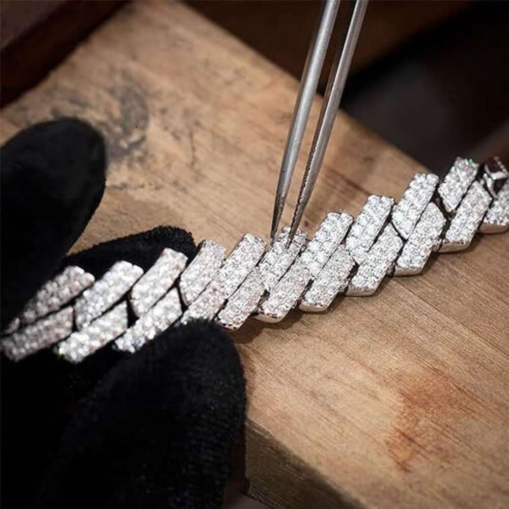 Cubin Chain HipHop Sterling Moissanite Dia CZ Sier Gold Rhodium Plated Gift Fine Jewelry Necklace