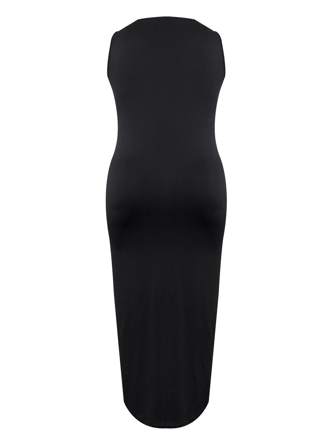 LW Plus Size Heart Decor Bodycon Cami Dres Spring Summer Solid Color Sleeveless U Neck Ankle Length Party Dress Vestidos 240702