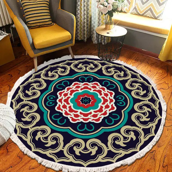 New Ethnic Living Room Bedroom coffee table Designer floor mat Wholesale fringe designer round carpet H260226