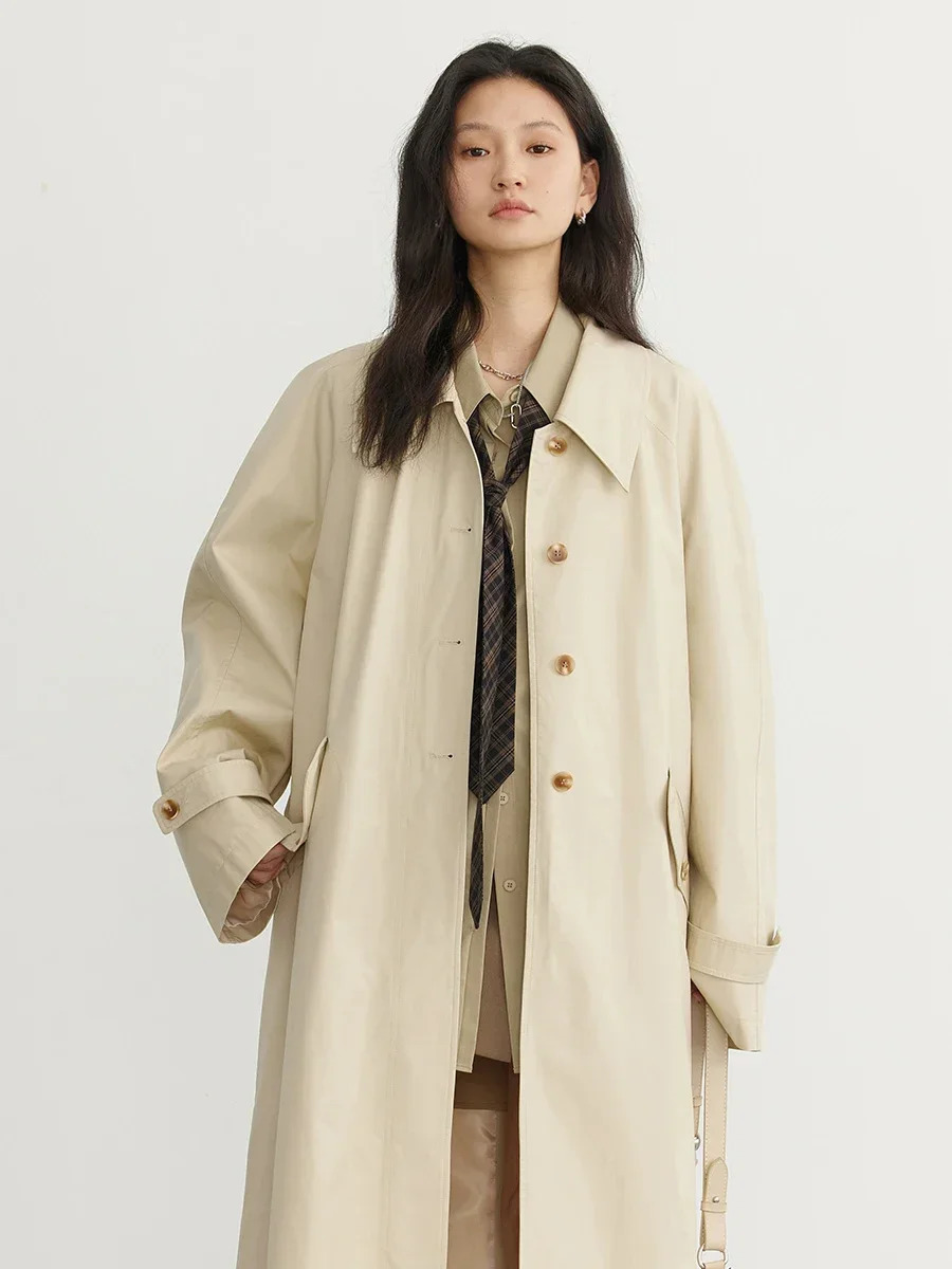 CHIC VEN Womens Long Trench Coat Casual Outerwear Loose Ladies Overcoat Single Breasted Female Windbreaker Spring Autumn 240703