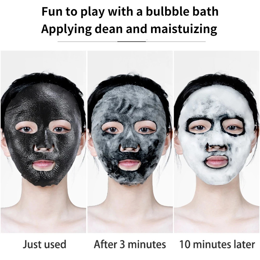 1pc Black Sea Salt Pure Moisturizing Bubble Mask Deep Cleansing Oil Control Skin Rejuvenation Shrink Pore Foam Black Mask 240704