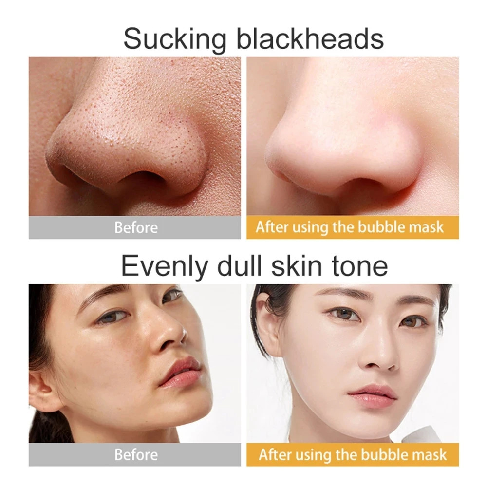 1pc Black Sea Salt Pure Moisturizing Bubble Mask Deep Cleansing Oil Control Skin Rejuvenation Shrink Pore Foam Black Mask 240704