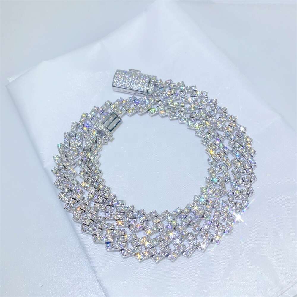 Pass Diamond Tester 13mm 22 14k 18k Gold Plated Big Iced Out Moissanite Miami Hip Hop Jewelry Cuban Link Chain