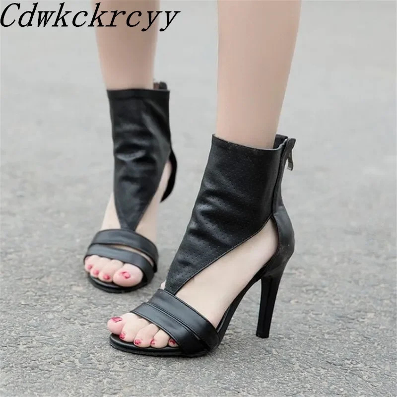Summer pattern fashion Europe America Simplicity High-heeled Women sandals white Beige black sexy Rome style Women sandals 240703