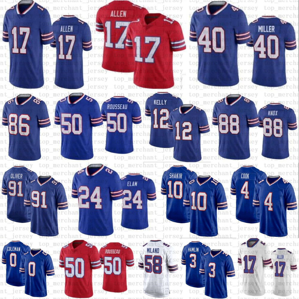 0 Keon Coleman Football Jersey Josh Allen Dalton Kincaid Von Miller Khalil Shakir Dawson Knox Matt Milano James Cook Curtis Samuel Cole Bishop Ray Davis Dion Dawkins