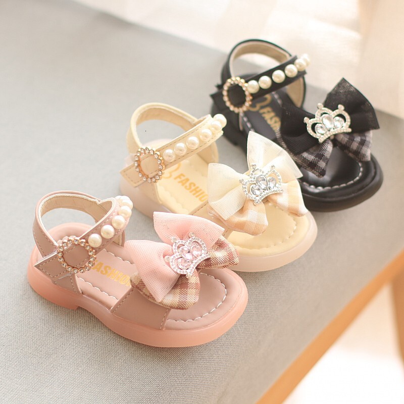 Girl's shoes, princess sandals, 2024 new summer style, little girls, baby soft soled beach shoes F704-26
