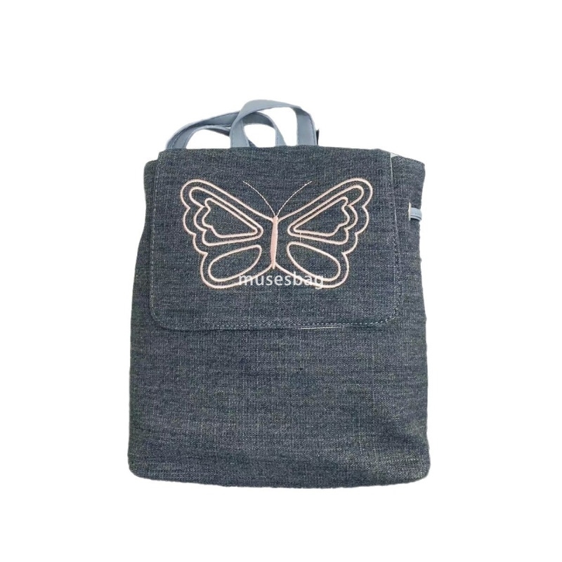 High end women's high-end feeling bag new classic retro backpack versatile drawstring butterfly practical backpack student casual shoulder bag