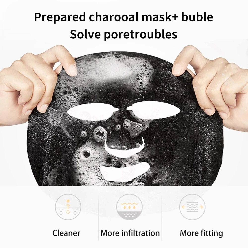1pc Black Sea Salt Pure Moisturizing Bubble Mask Deep Cleansing Oil Control Skin Rejuvenation Shrink Pore Foam Black Mask 240704