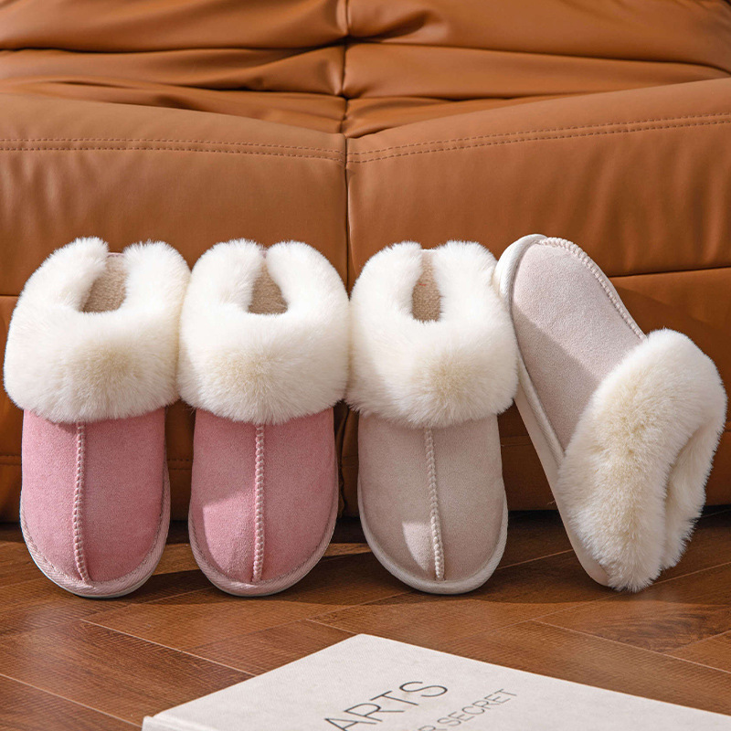 Wool slippers in autumn and winter warm thick-soled home thickened plush slippers home indoor women's cotton slippers