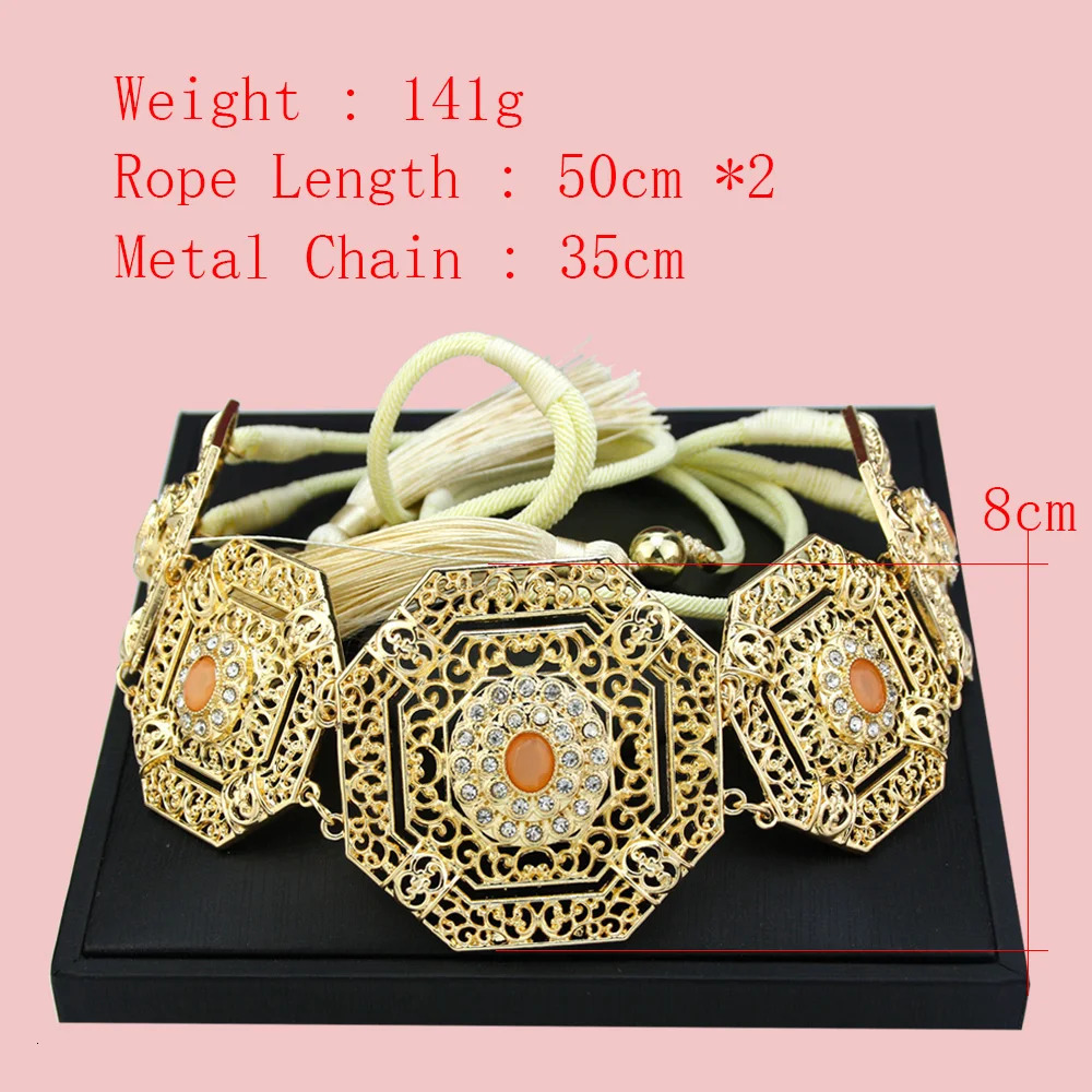 Sunspicems Elegent Morocco Rope Belt Women Square Hollow Waist Chain Belt Algeria Bride Wedding Jewelry Hand Tassels Rope Chain 240701