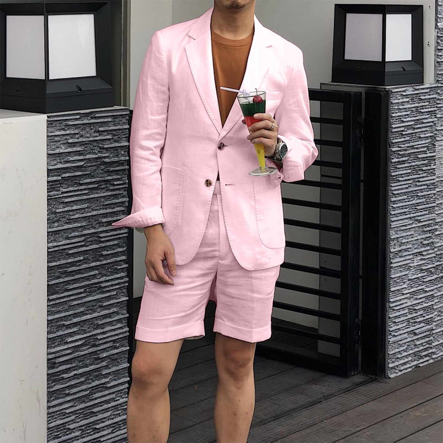 Men's Beach Holiday Sets Summer Formal Short Groom Wear Party Prom Regualr Big Tall Fit Custom Made Jacket And Shorts