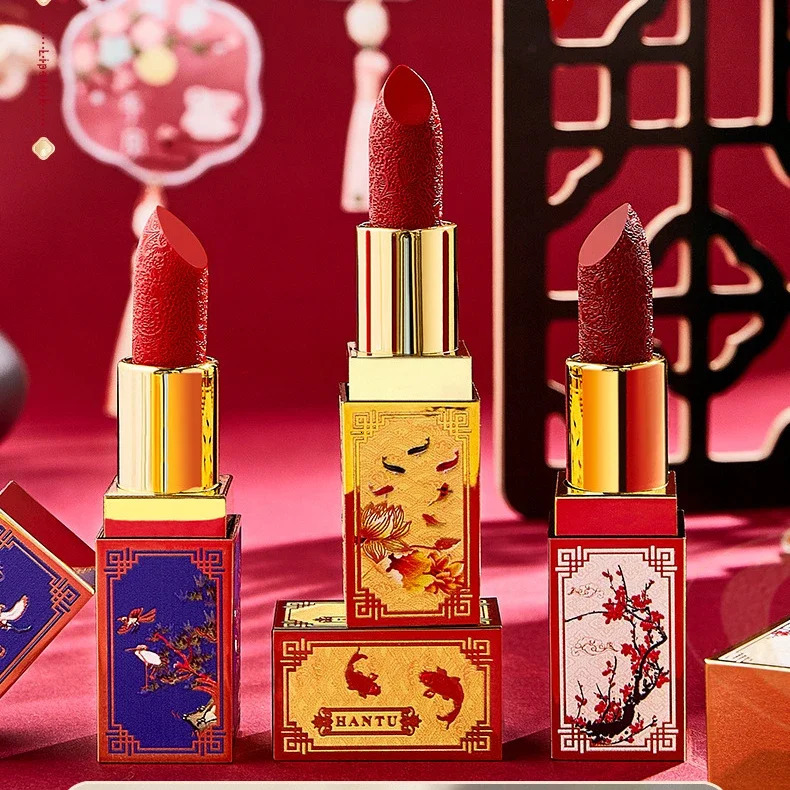 Chinese Style Carved Lipstick Set Forbidden City Christmas Gift Box Moisturizing Show ess Year Makeup Cosmetic 240703