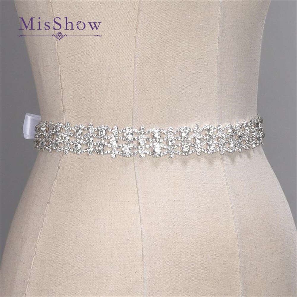 Misshow Gold Sier Handmade Rhinestone Belt Crystal Bridal Sash Satin Ribbon Wedding Accessories Cpa1393 0704