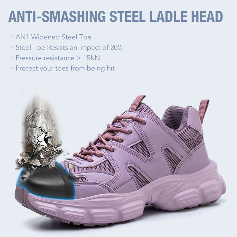 MJYTHF Protective For Women Men Sneakers Fashion Safety Anti-Smash Anti-Puncture Indestructible Shoes Work Boot