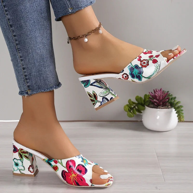 High Quality Shoes for Women Open Toe Womens Slippers Summer Outdoor Casual Chunky Heels Large Size Slippers Zapatillas Mujer 240704