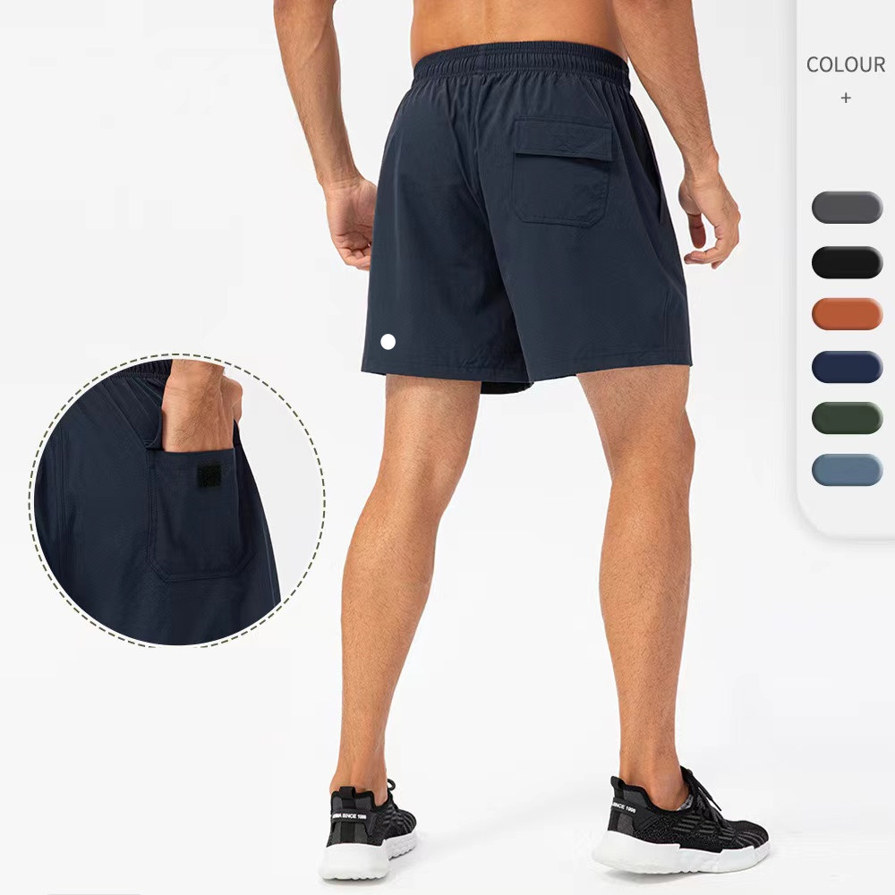 LL-415 Mens Yoga Sports Short Quick Dry Shorts With Back Pocket Mobile Phone Casual Running Gym Jogger Pant
