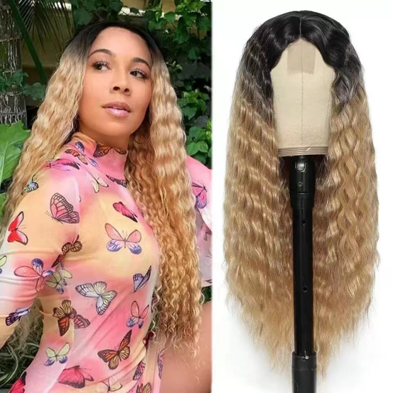 wholesale Lace Wigs Human Hair Wig Honey Blonde Ombre Brazilian Brown Colored Deep Water Wave Frontal Highlight Curly Bob 28 30 Inch Front