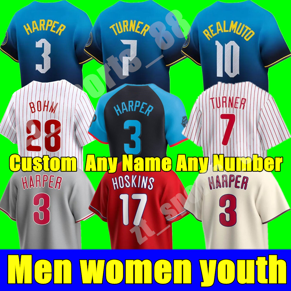 Custom S-4XL 2024 City Connect Baseball Jerseys Men Women youth HARPE TREA TURNER PHILLY HOSKINS JT REALMUTO KYLE SCHWARBER MARSH STOTT Realmuto