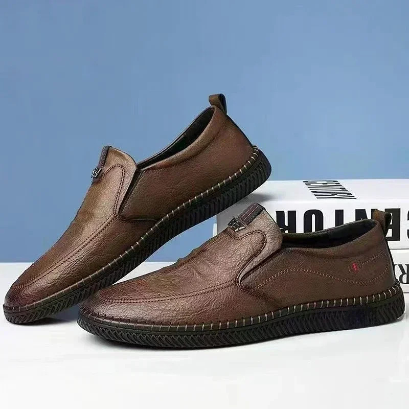 Men Leather Shoes Breathable Business Summer Slip on Loafers Man Casual Black Flats Driving Walking Moccasins 240702