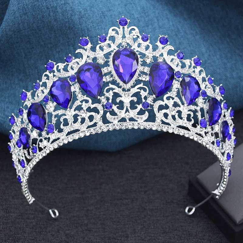 Tiaras Baroque 9 Colors Green AB Crystal Big Tiaras for Women Girls Party Wedding Crown Bridal Elegant Hair Jewelry Pageant