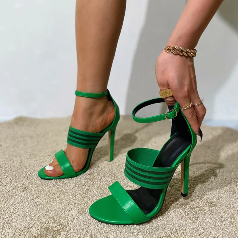 Liyke 2024 Fashion Mixed Color Narrow Band Women Sandals Open Toe Buckle Strap Gladiator High Heels Summer Party Dress Shoes 240703