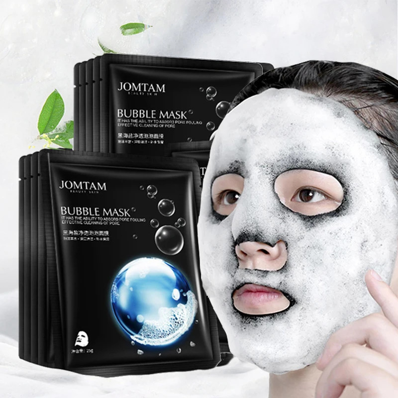 1pc Black Sea Salt Pure Moisturizing Bubble Mask Deep Cleansing Oil Control Skin Rejuvenation Shrink Pore Foam Black Mask 240704