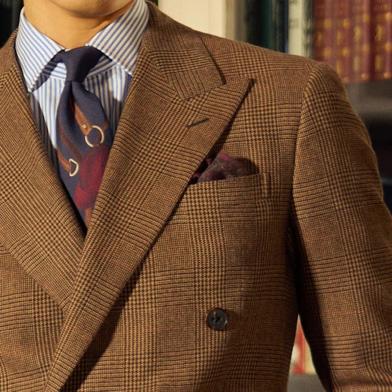 Casual suit mens double breasted spring and autumn products mens suit jacket British style elegant mens suit 240626