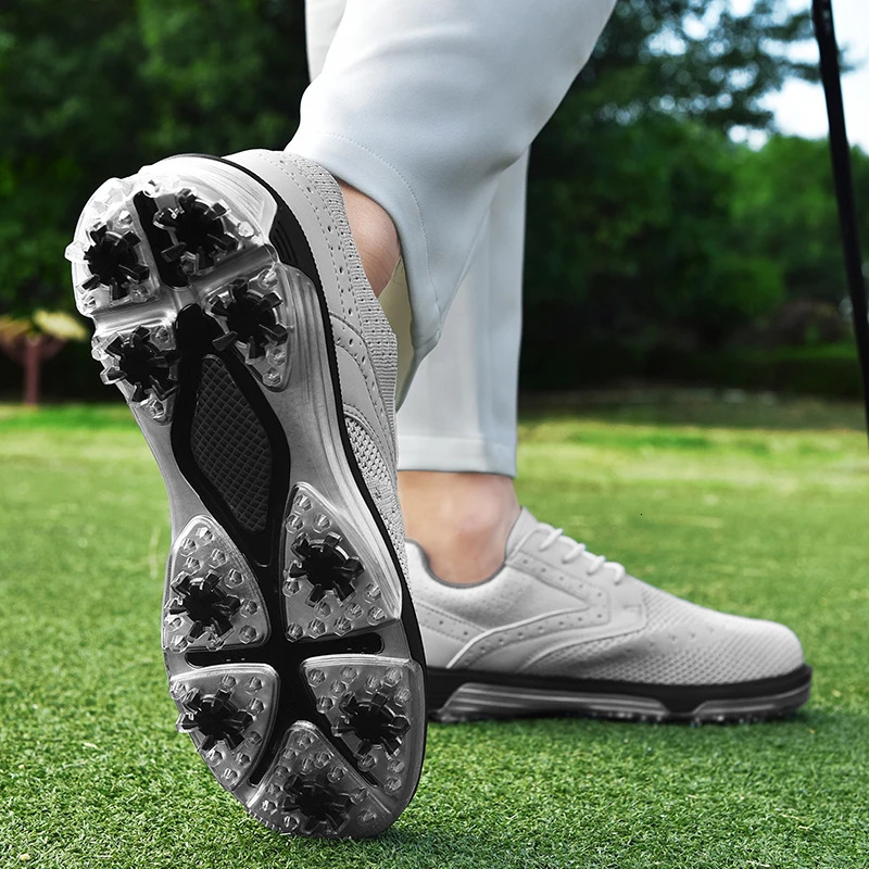 High Quality Men's Leather Waterproof Non-Slip Sports Men Sneakers Comfortable Outdoor Golf Training Shoes
